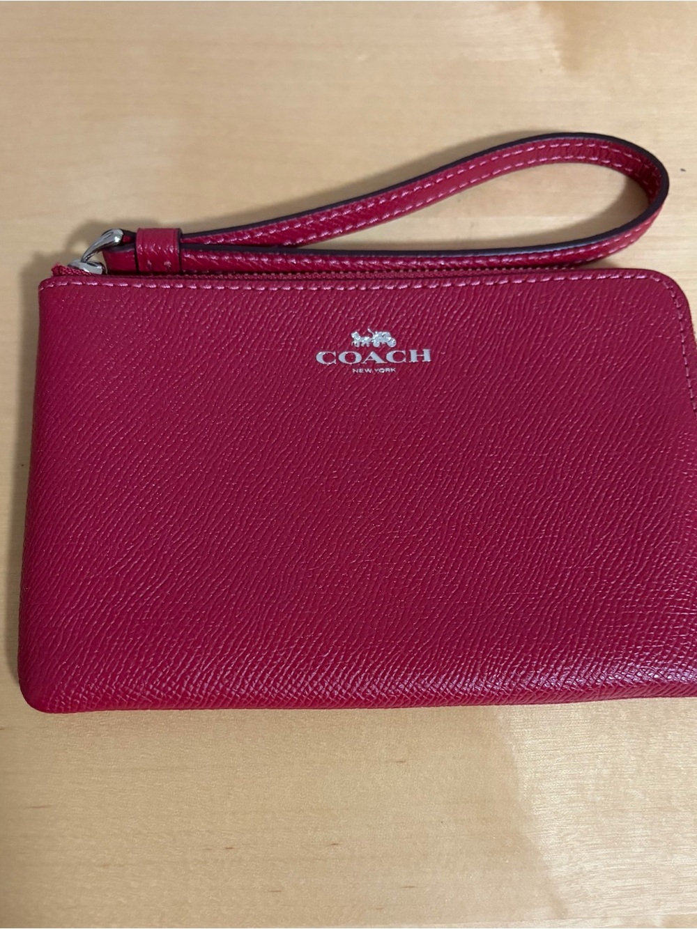 Coach Pink-Red Leather Wristlet Clutch